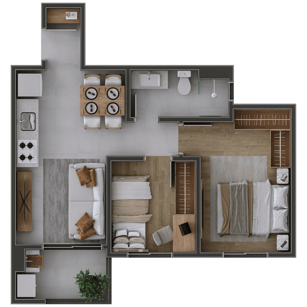 APTO 02 - 42m²